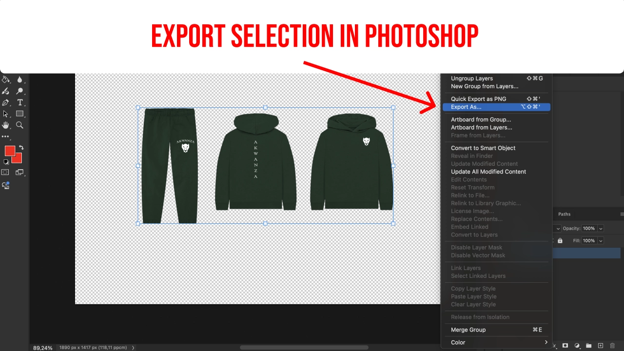 How to Export a Selected Area in Photoshop