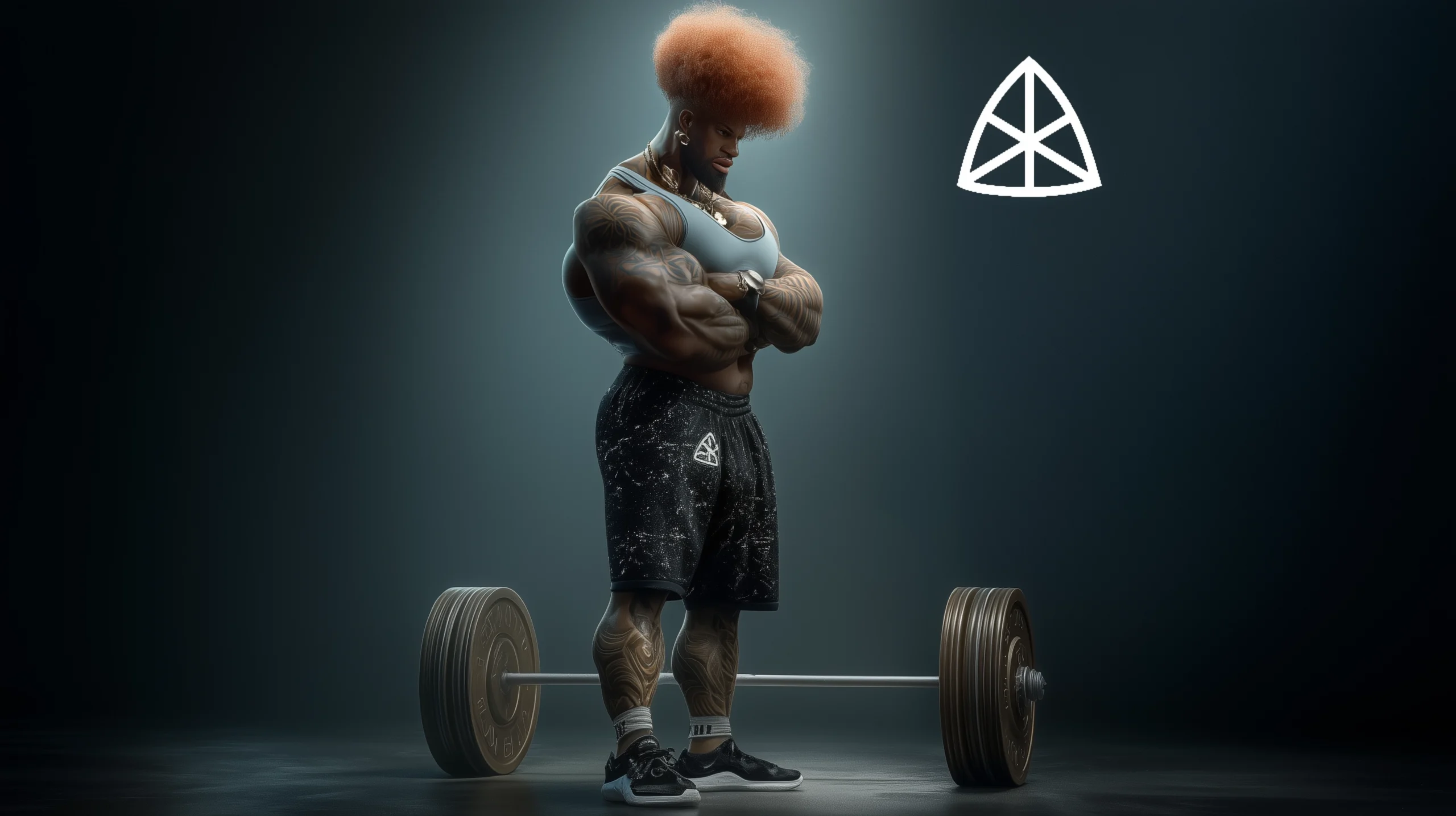 Muscular powerlifter standing over a loaded barbell with arms crossed, appearing focused and under-stimulated, symbolizing training that lacks sufficient challenge.