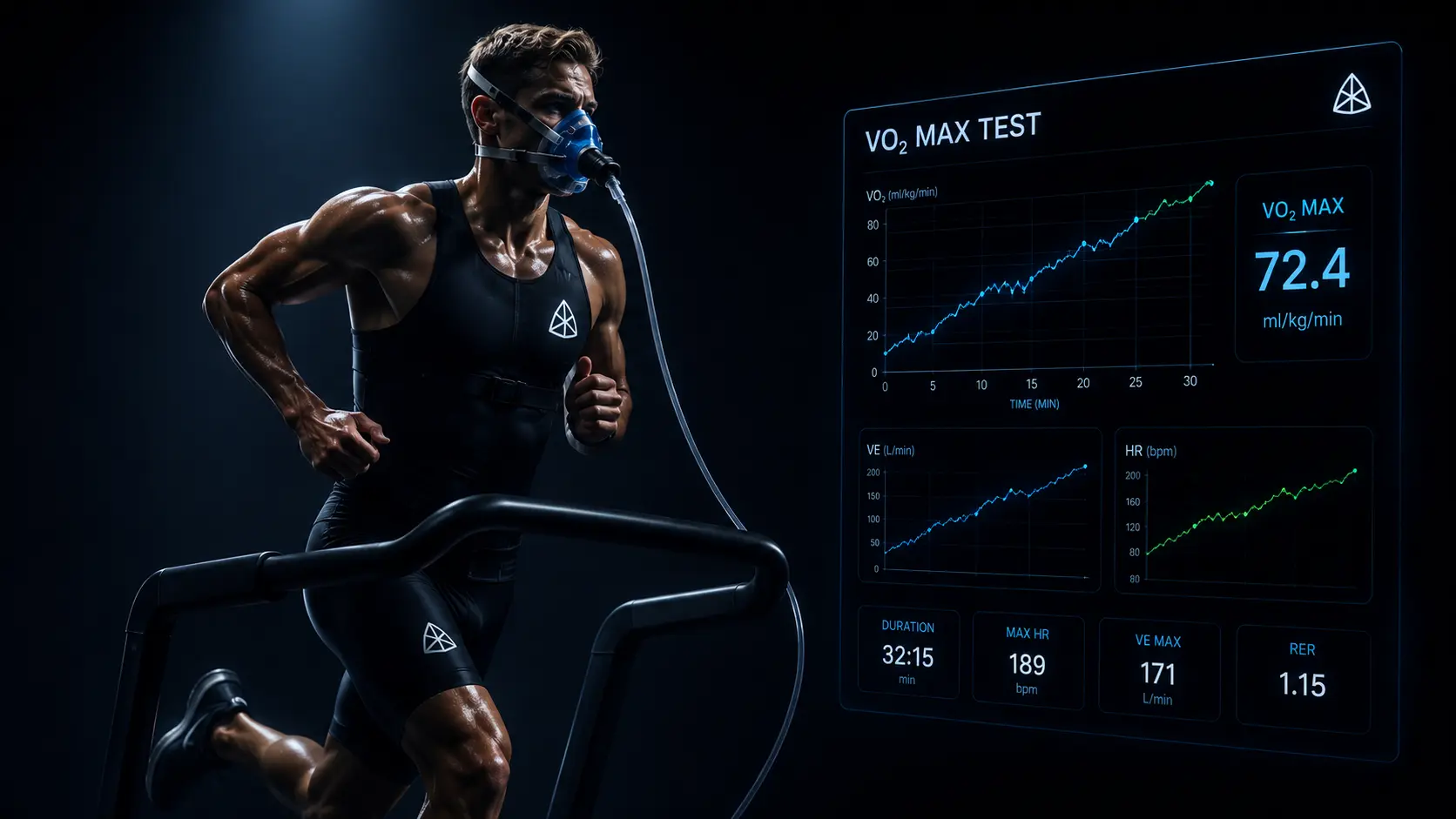 Endurance athlete during VO2max treadmill test