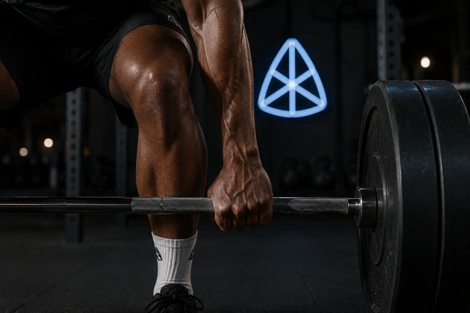 Hand gripping a barbell during a deadlift, representing grip strength as a byproduct of general strength training rather than an isolated target.