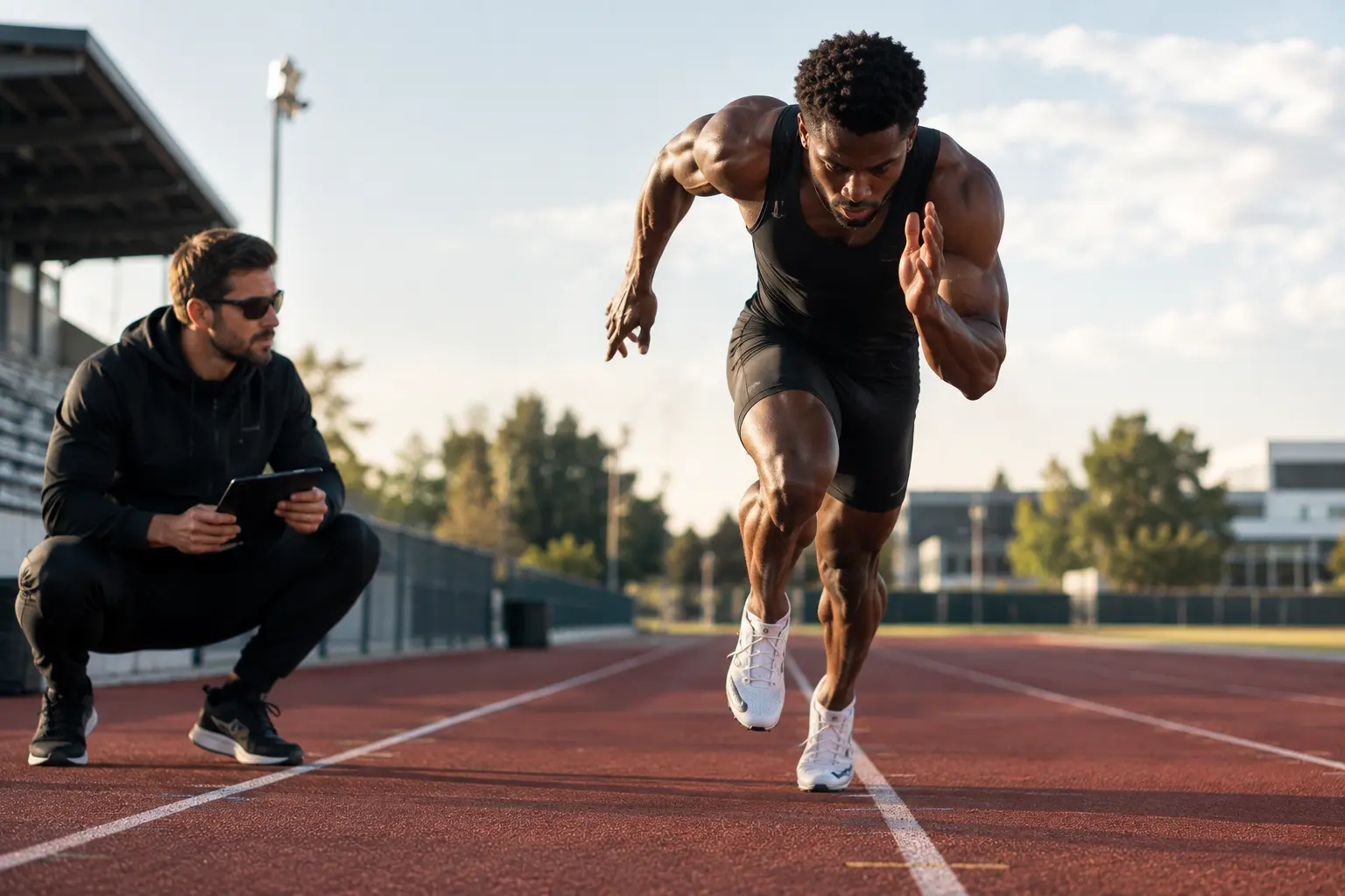 An athlete training in the final phase before competition, representing research on muscle fiber changes during a taper.